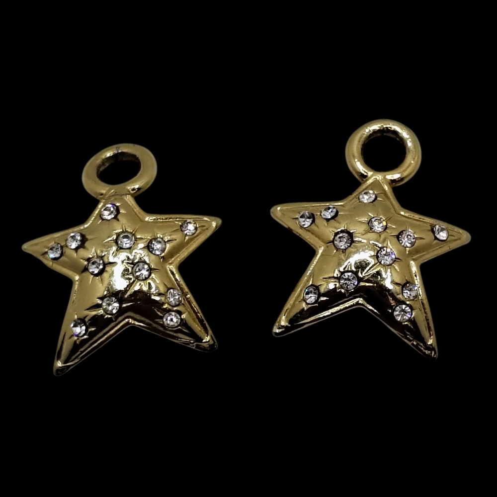 Shimmering Gold Star Earrings with Rhinestones
